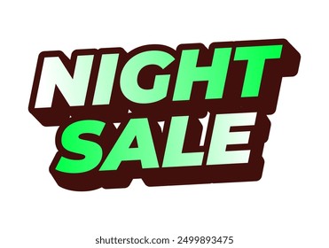 Night sale. Text effect design in 3D look with modern colors