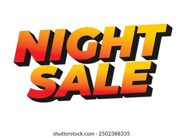 Night sale. Text effect design in 3D look with modern colors