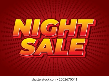 Night sale. Text effect design in 3D look with modern colors