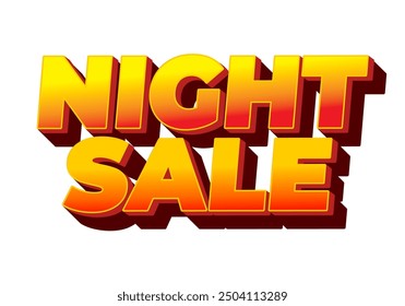 Venta nocturna. Diseño de efecto de texto en aspecto 3D con colores modernos