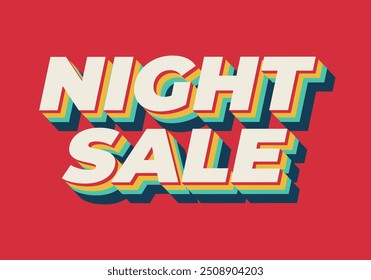 Night sale. Text effect design in 3D look with modern colors