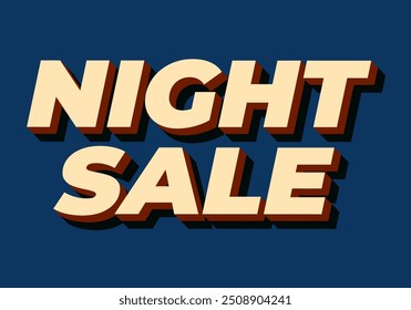 Night sale. Text effect design in 3D look with modern colors