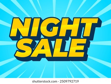 Night sale. Text effect design in 3D look with modern colors