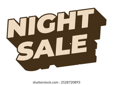 Venta nocturna. Diseño de efecto de texto en aspecto 3D con colores modernos