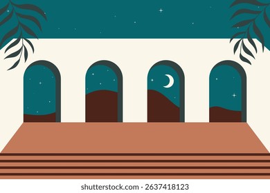night scene with architecture design and starry sky