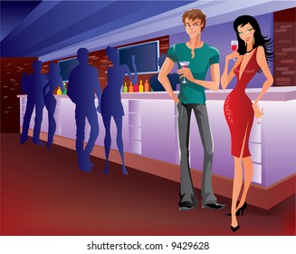 Night scene in a bar 2