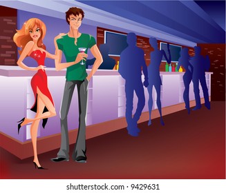 Night scene in a bar 3