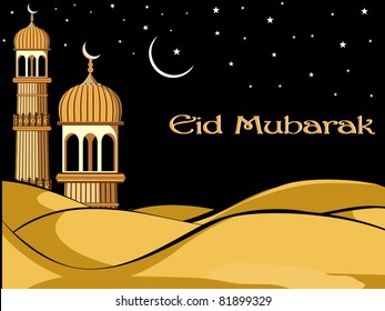 night scene desserts background with mosque's pillar