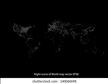 Night scene of World map EPS 8 vector, easy all editable