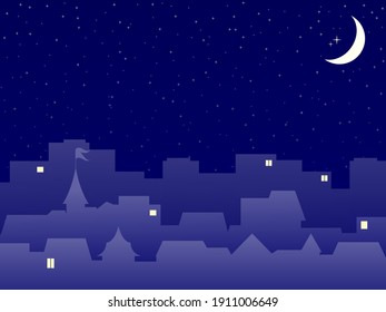 night scenery of building city with moon