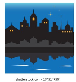 night scenery color illustration vector design background