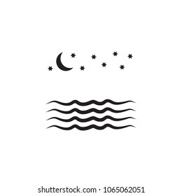 night sea icon. Element of landscape illustration. Premium quality graphic design icon. Signs and symbols collection icon for websites, web design, mobile app on white background