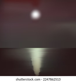 night sea moon and moon path on the water