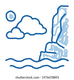 Night Sea sketch icon vector. Hand drawn blue doodle line art Night Sea sign. isolated symbol illustration