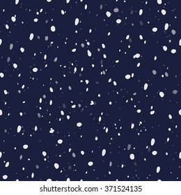 Night seamless pattern for textile or paper as the starry night sky. The darkness of the galaxy. Winter night with snowfall. Vector illustration
