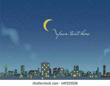 night seen - urban background - vector