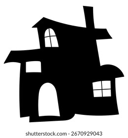Night Shadow House, Black House Shape, House Shadow Halloween Element