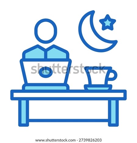 Night Shift Icon Blue Color Style Vector Illustration