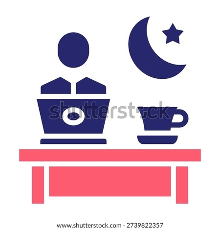 Night Shift Icon Color Fill Style Vector Illustration