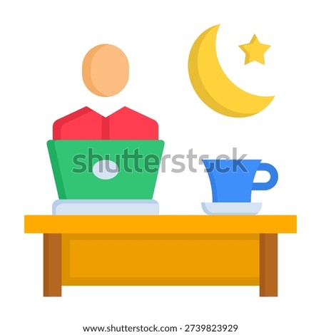 Night Shift Icon Flat Style Vector Illustration