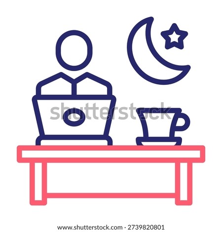 Night Shift Icon Line Color Style Vector Illustration