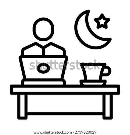 Night Shift Icon Line Style Vector Illustration