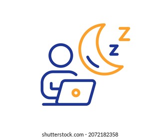 Night shift line icon. Online insomnia sign. Dream office symbol. Colorful thin line outline concept. Linear style shift icon. Editable stroke. Vector