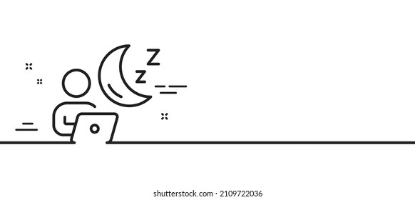 Night shift line icon. Online insomnia sign. Dream office symbol. Minimal line illustration background. Shift line icon pattern banner. White web template concept. Vector