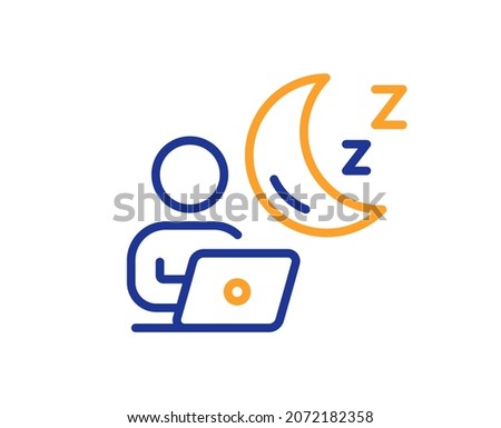 Night shift line icon. Online insomnia sign. Dream office symbol. Colorful thin line outline concept. Linear style shift icon. Editable stroke. Vector