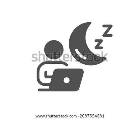 Night shift quality icon. Online insomnia sign. Dream office symbol. Classic flat style. Quality design element. Simple shift icon. Vector