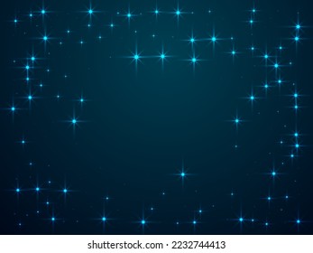 Night shining sky star dust vector background. Galaxy starry universe. Outer space constellation starlight glow. Astrology starlit background. Shiny magic abstract wallpaper.