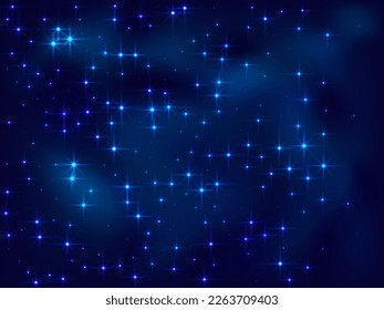 Ilustración vectorial de polvo de estrella del cielo brillante de noche. El polvo estelar de la vía láctea. La constelación de la constelación del espacio profundo resplandece. Fondo estelar de la astrología. Fondo de polvo de estrella celestial.