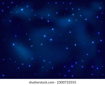 Night shining sky star dust vector illustration. Universe sparkles shine. Dark blue space constellation starlight. Astronomy shining stars background. Heavenly star powder backdrop.