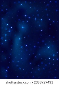Night shining sky star dust vector illustration. Universe twinkles shine. Dark blue space constellation starlight. Astronomy starlit background. Mystery outdoor  midnight sky.