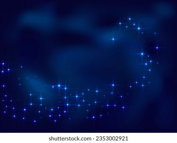 Night shining sky star dust vector illustration. Universe twinkles shine. Outer space constellation starlight glow. Astrology shining stars background. Mystery outdoor  midnight sky.