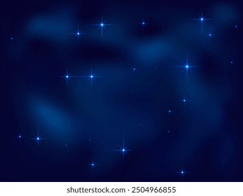 Night shining sky star dust vector background. Cosmic nebula design. Outer space constellation starlight glow. Astrology shining stars background. Mysterious night glowing sky.