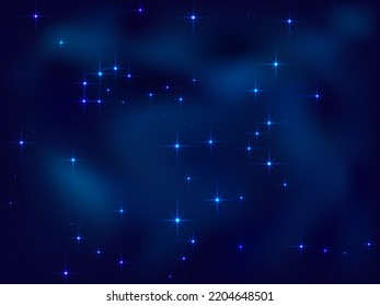 Night shining sky star space vector illustration. Galaxy starry universe. Dark blue space constellation starlight. Astrology starlit background. Luminous shimmer  mystical pattern.