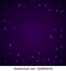 Night shining sky star space vector background. Galaxy starry universe. Outer space constellation starlight glow. Astronomy shining stars background. Mysterious night glowing sky.