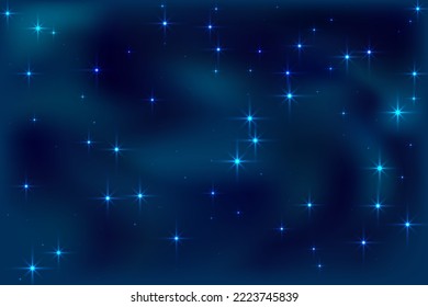 Night shining sky star space vector illustration. Universe twinkles shine. Deep space constellation starlight glow. Astronomy shining stars background. Mystery outdoor  midnight sky.