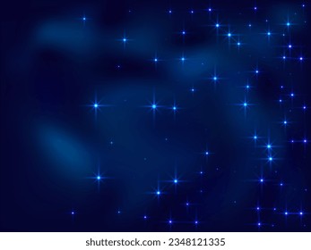 Night shining sky star space vector illustration. Galaxy starry universe. Deep space constellation starlight glow. Astronomy shining stars background. Mystery outdoor  midnight sky.