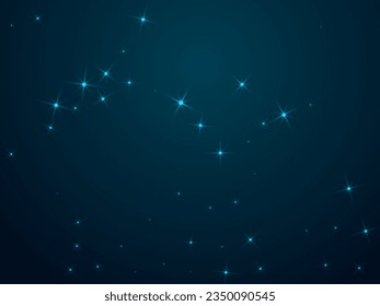 Night shining sky star space vector illustration. Cosmos starry universe. Outer space constellation starlight glow. Astronomy starlit background. Mysterious night glowing sky.