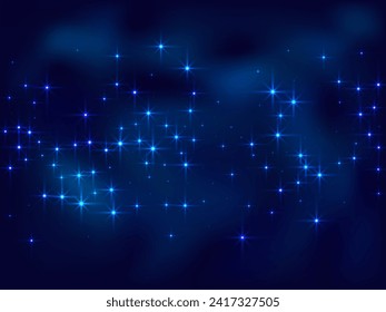 Night shining sky star space vector background. Cosmos starry universe. Deep space constellation starlight glow. Astronomy shining stars background. Mysterious night glowing sky.