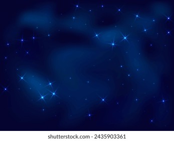 Ilustración de vector de espacio de estrella de cielo brillante de noche. Universo estrellado de la galaxia. Estrella de la constelación del espacio profundo brilla. Astronomía fondo iluminado por estrellas. Papel pintado abstracto mágico brillante.