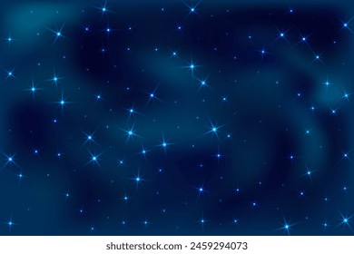 Vektorillustration des nachts leuchtenden Sternenhimmels. In: Galaxy Star Universe. Das Sternenlicht des Weltraums leuchtet. Astronomie leuchtende Sterne Hintergrund. Luminöses Schimmern mystisches Muster.