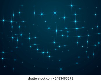 Night shining sky star space vector background. Cosmos starry universe. Dark blue space constellation starlight. Astronomy shining stars background. Heavenly star powder backdrop.