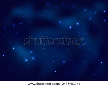Night shining sky star space vector illustration. Galaxy starry universe. Deep space constellation starlight glow. Astronomy starlit background. Shiny magic abstract wallpaper.