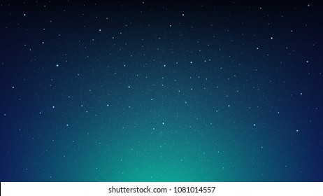 Ночное сияющее звездное небо, синий космический фон со звездами, космос