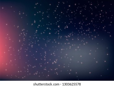 Night shining starry sky, blue space background with stars, cosmos