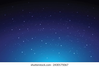 Night shining starry sky, blue space background with stars, cosmos