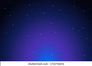 Night shining starry sky, dark blue purple space background with stars, cosmos vector illustration eps 10
